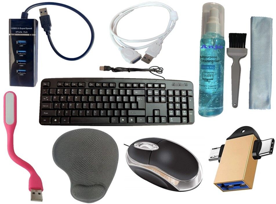 ANJO Wired Keyboard & Mouse-Wrist Pad-Hub 3.0-GelCleaner 3in1-LED-Ext. 1.5m-2in1 OTG Combo Set-image-32