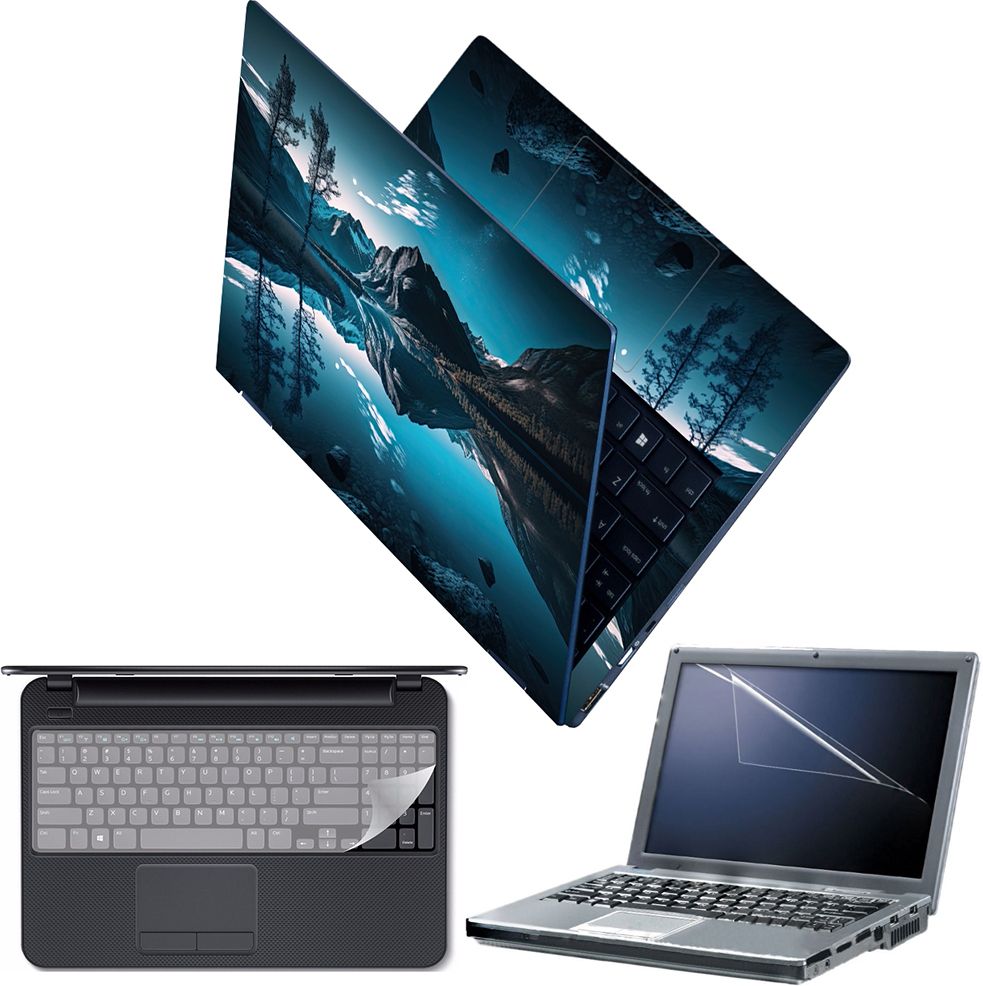 Techfit Full Body Laptop Skin with Screen Guard and Key Guard Mountain Lake Mirror View Combo Set-picture-12