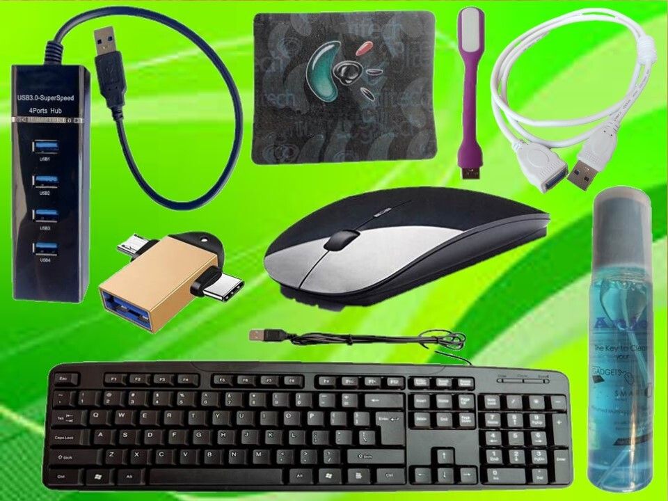 ANJO Wired Keyboard-Wireless Mouse-Pad-USB Hub 3.0-Cleaner-2in1 OTG-Ext Cable-LED Combo Set-picture-17
