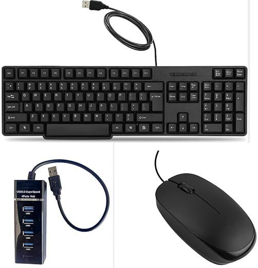 Adefex Full Set-Up Wied Keyboard | Wired Mouse | 4 Port USB Hub Combo Set-picture-35