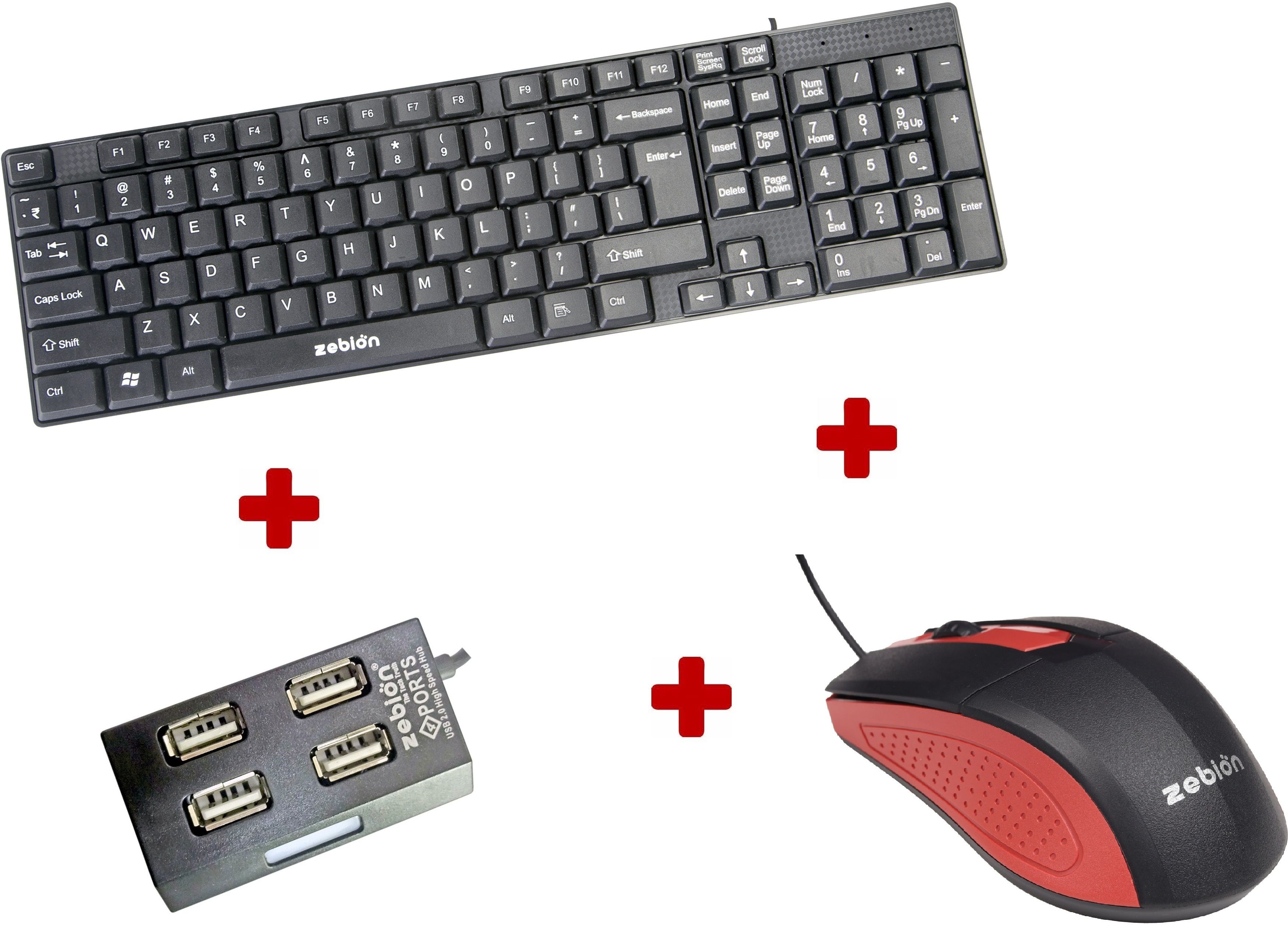 zebion K200 keyboard + Swag Mouse + Pronto 31 USB HUB Combo Set-image-38
