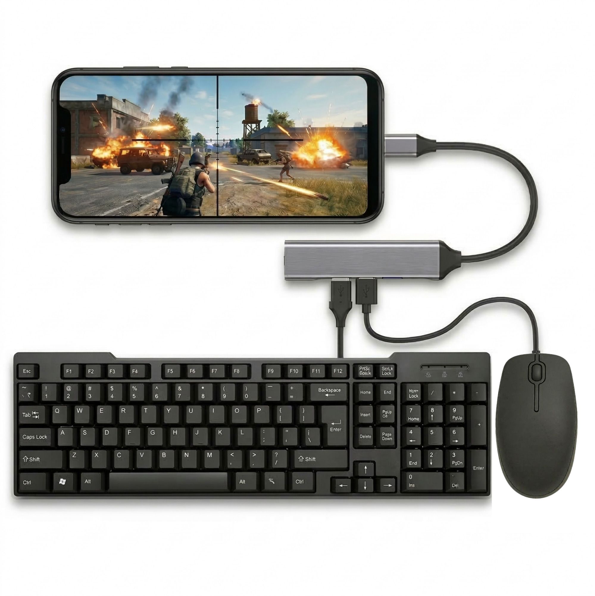 Henture Keyboard Mouse Combo with OTG USB Hub for Mobile, Laptop & Tablet | Plug & Play Combo Set Designed for Gaming-picture-30