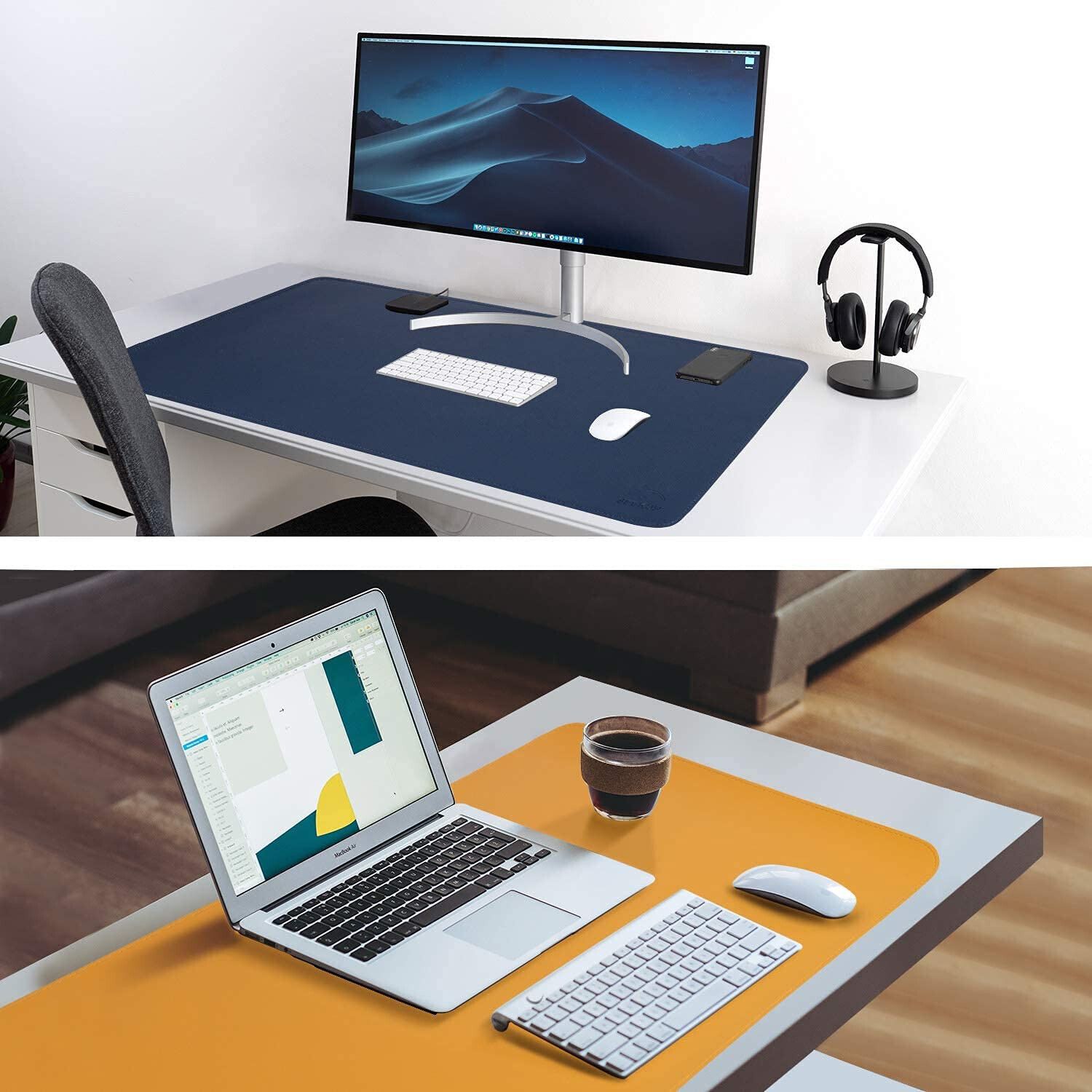 Black mirror Desk Mat 70*30cm Leather Laptop Keyboard Mouse pad Comfortable Waterproof Combo Set-image-11