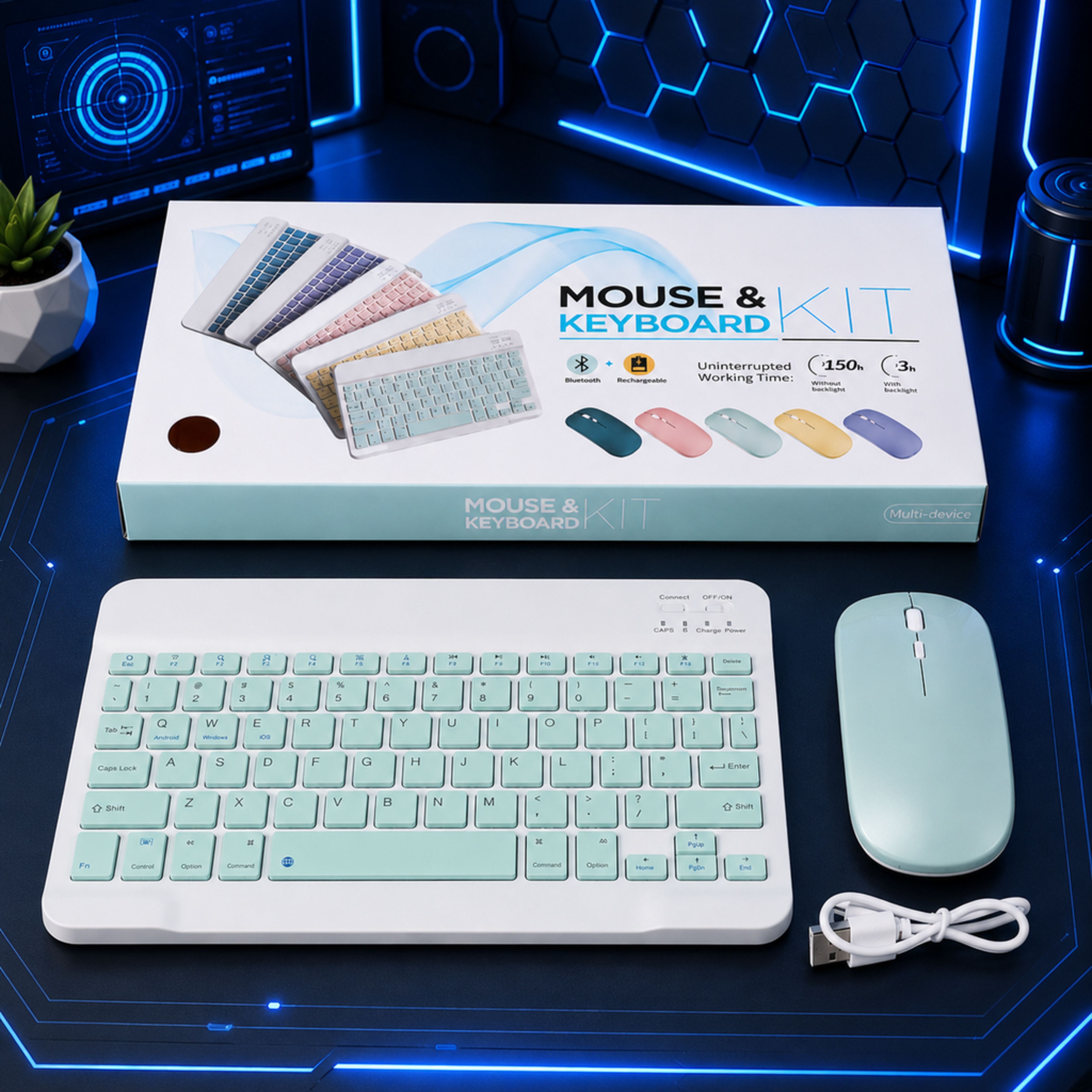 SATNAM 3 Bluetooth Keyboard Mouse Combo| Durable Rechargeable Design Combo Set-picture-17