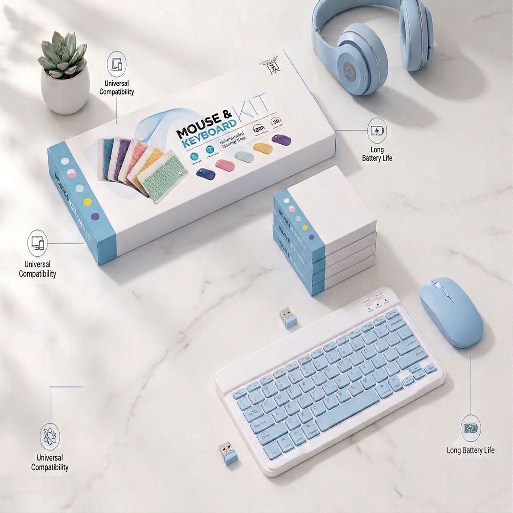 SATNAM Portable Bluetooth Keyboard and Mouse Combo | 2.4GHz Combo Set-picture-19