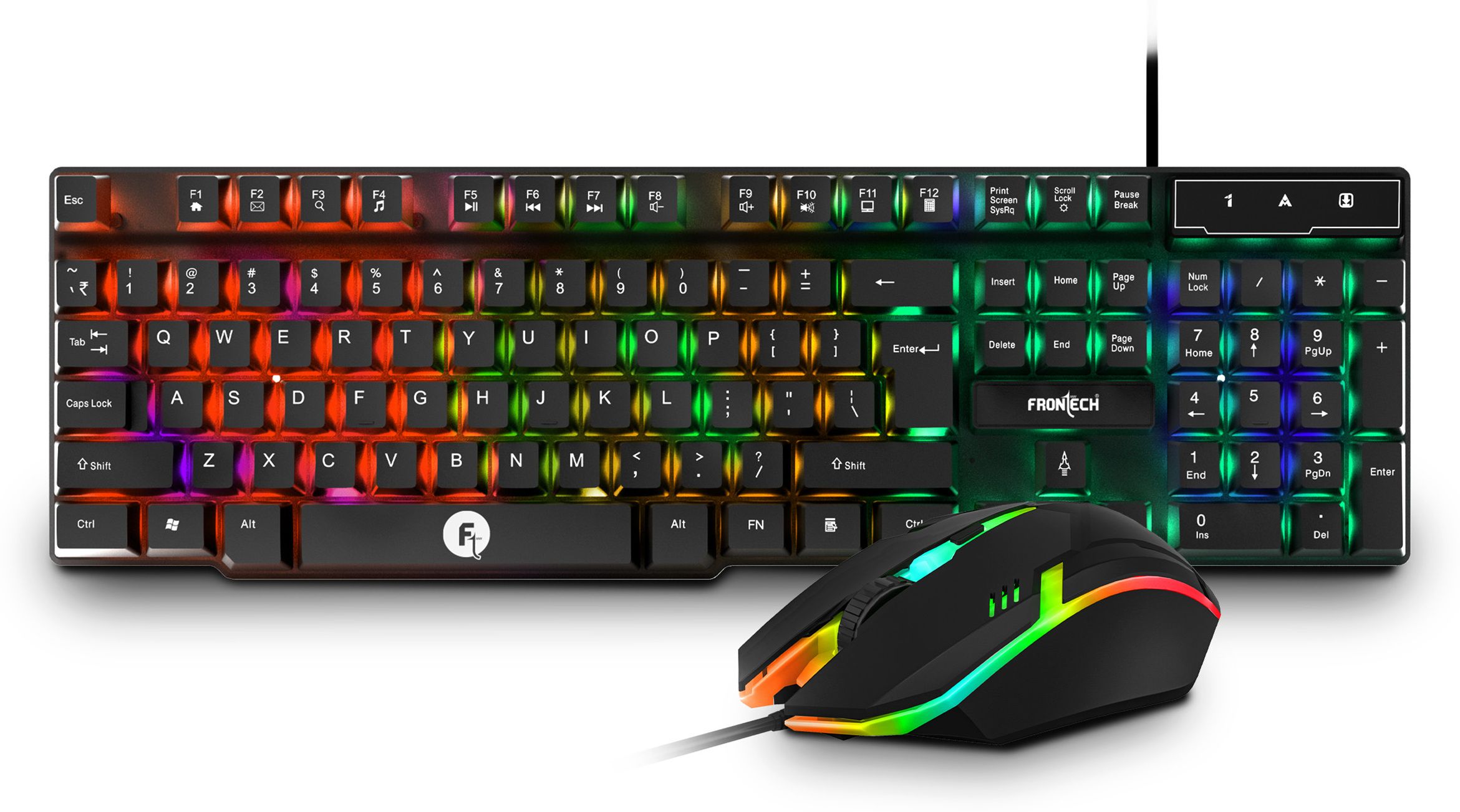 Frontech KB-0040 Wired Gaming Combo Keyboard and Optical Mouse| RGB Backlight | 104 Keys Combo Set-picture-24