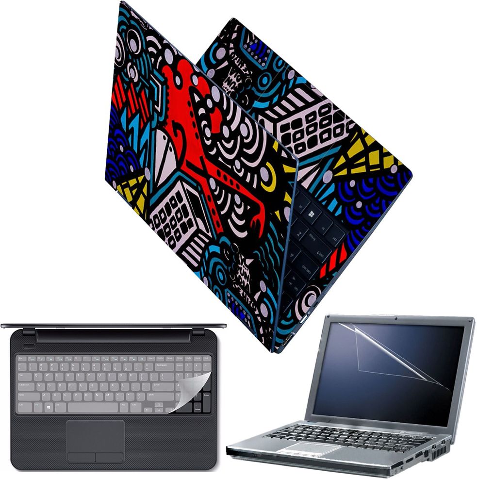 Techfit Full Body Laptop Skin with Screen Guard and Key Guard - Street Art Lines Combo Set-image-23