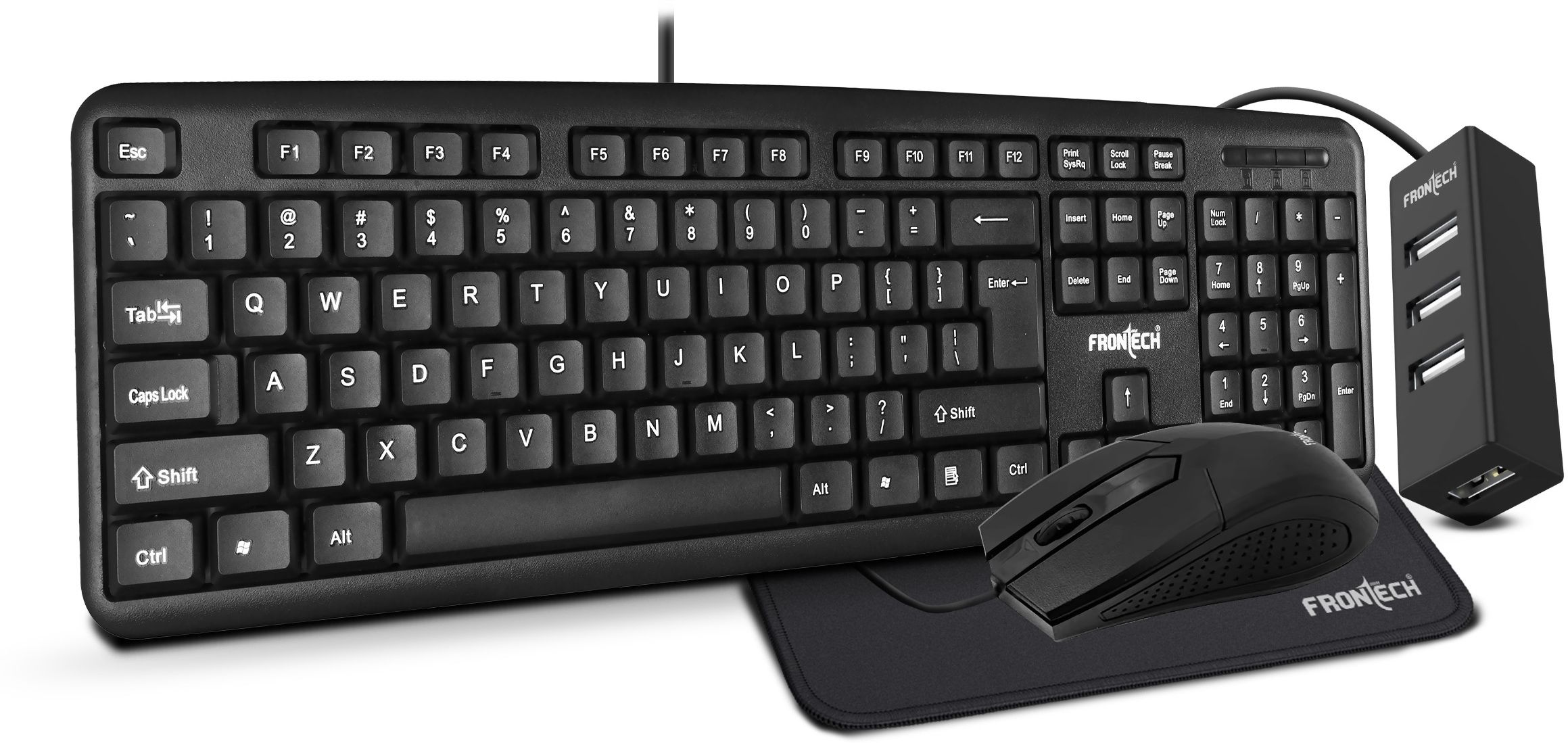 Frontech Wired Keyboard and Mouse Combo with USB Hub & Mouse Pad, 104-Key, 1000 DPI mouse Combo Set-picture-46