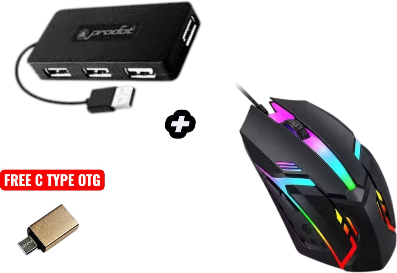 PRODOT RGB Gaming Mouse & 4 Port USB Hub Combo with Free Type-C OTG Combo Set-picture-35