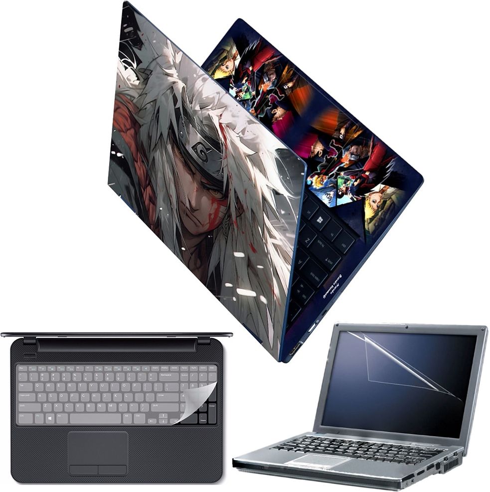 FineArts Full Body Laptop Skin with Screen Guard and Key Guard - Jiraya Angry Face Combo Set-image-12