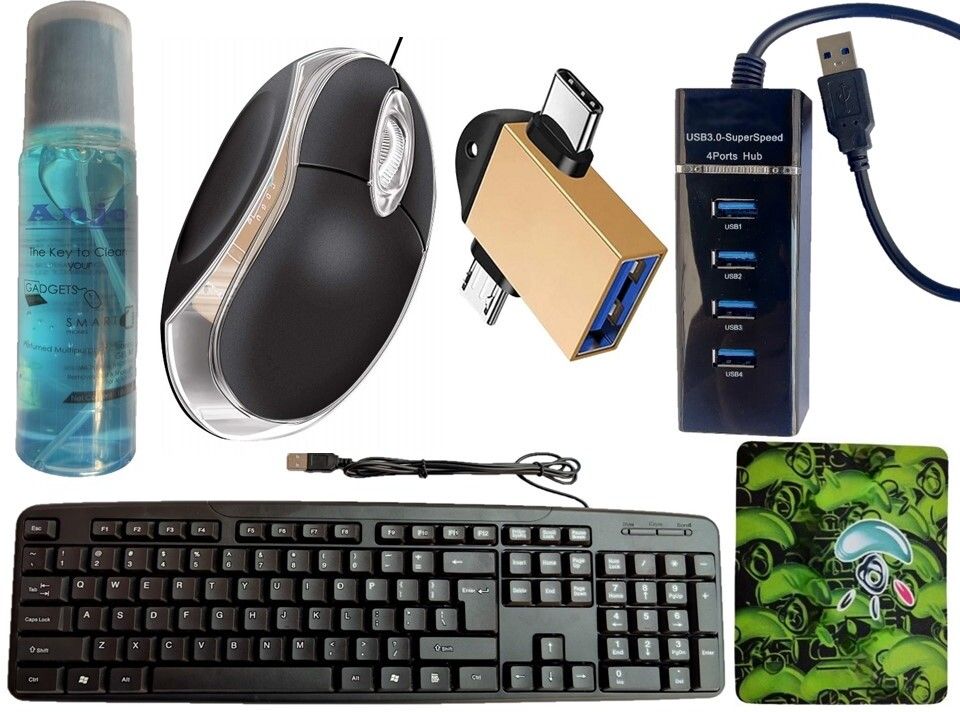 ANJO Wired Keyboard & Mouse-Pad-USB Hub 3.0-Cleaner-2 in 1 OTG Type C & Micro Combo Set-image-35