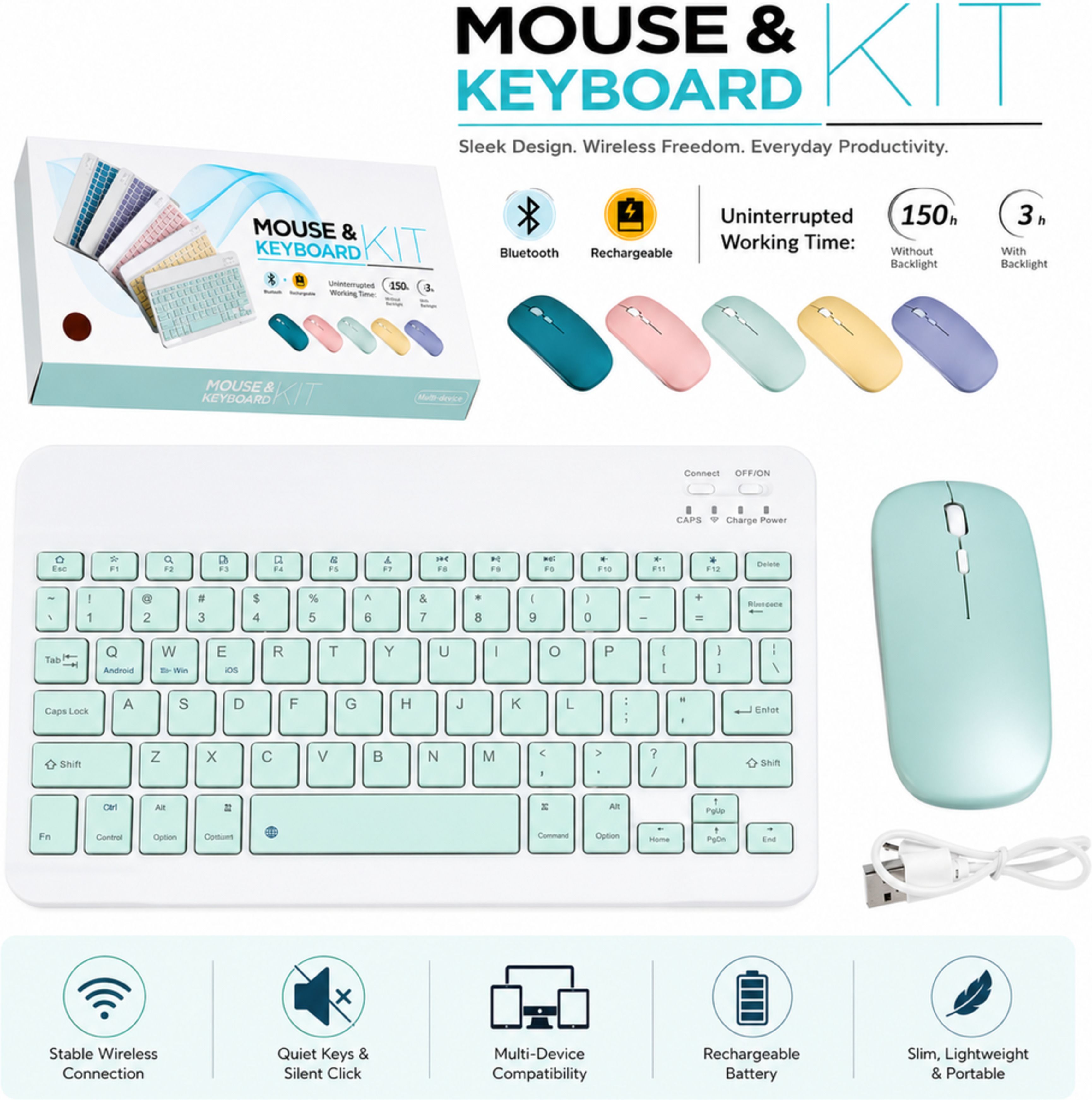 SATNAM Bluetooth Keyboard Mouse Combo| Slim Wireless Productivity Combo Set-picture-46