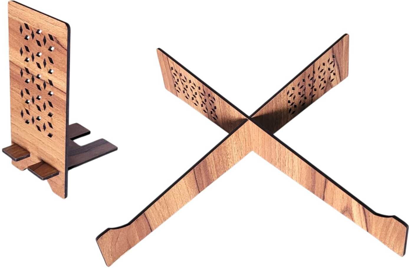 Doyencreation Premium Wooden Laser Cut Laptop Stand Adjustable Height Compatible + Phone Stand Combo Set-picture-28
