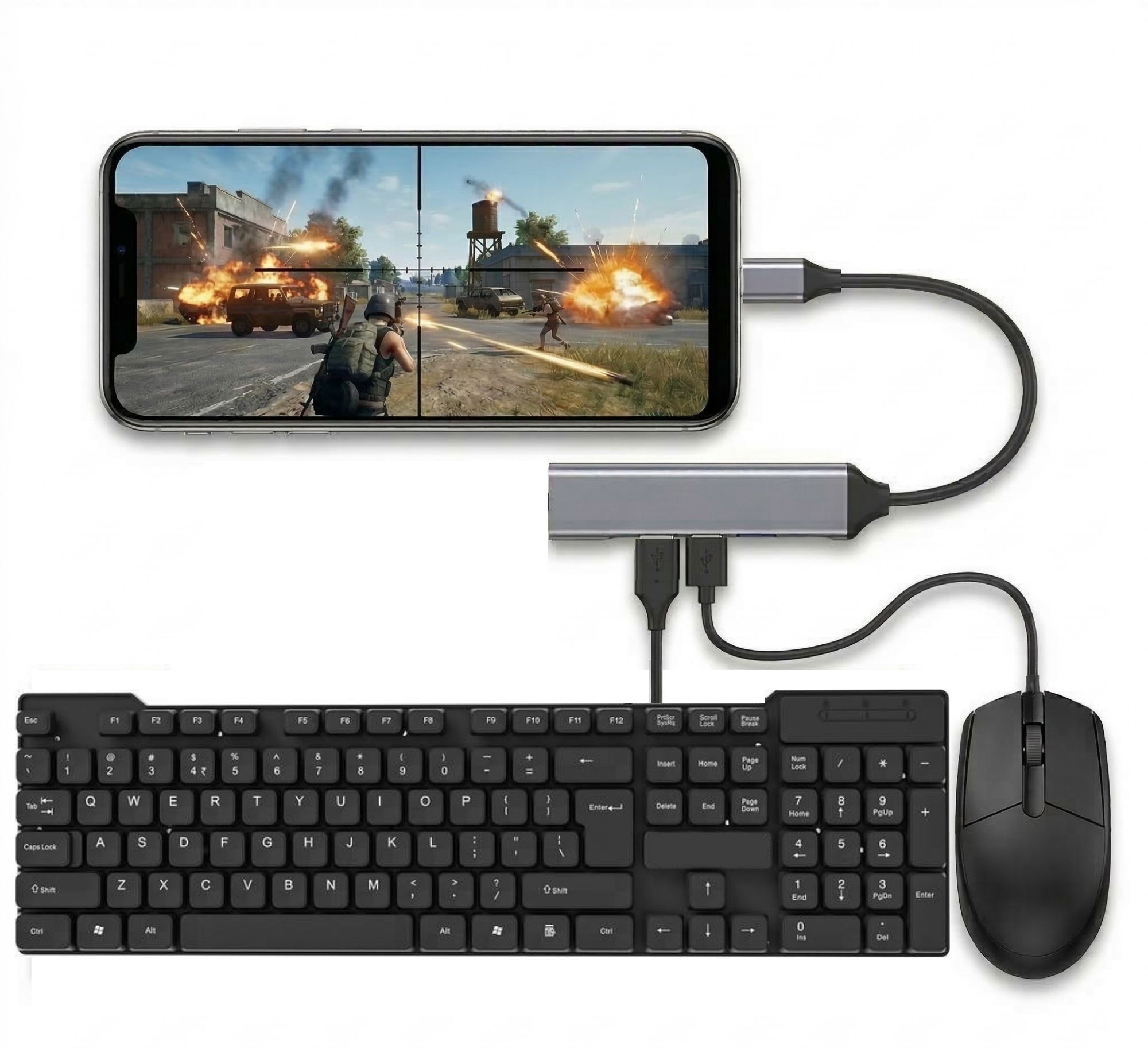 Henture Keyboard Mouse Combo with OTG USB Hub for Mobile, Laptop & Tablet | Plug & Play Combo Set-picture-15