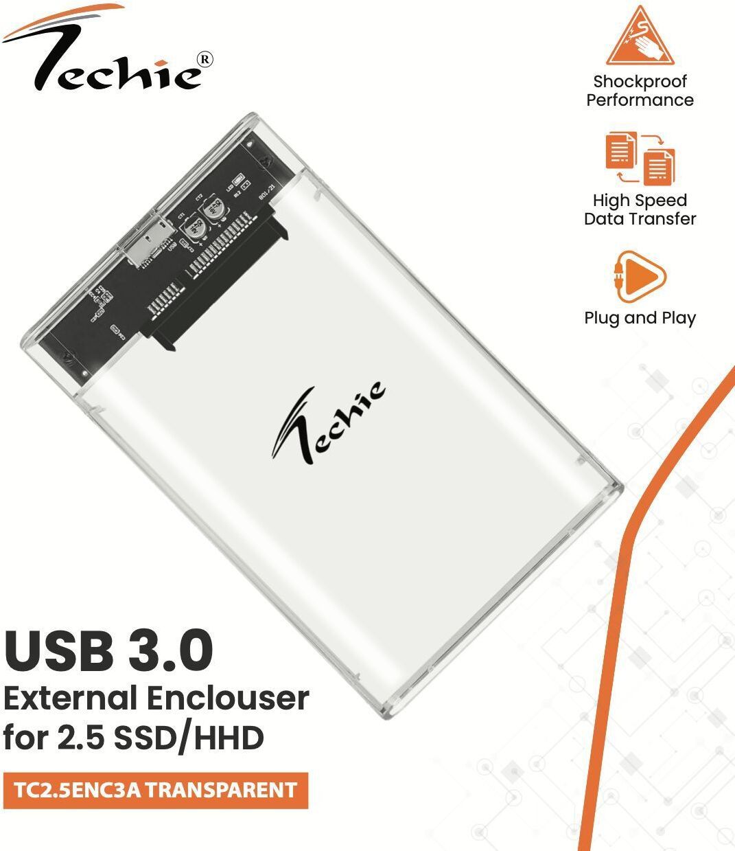 us info 3.0 External Hard Drive Enclosure, Transparent Portable Hard Disk 2.5 inch SATA Combo Set-picture-11