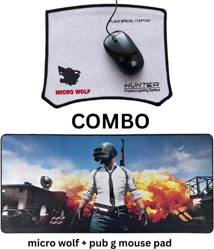 Divyanshi Collection Micro Wolf Mouse + PUBG Mouse Pad Combo Combo Set-image-11