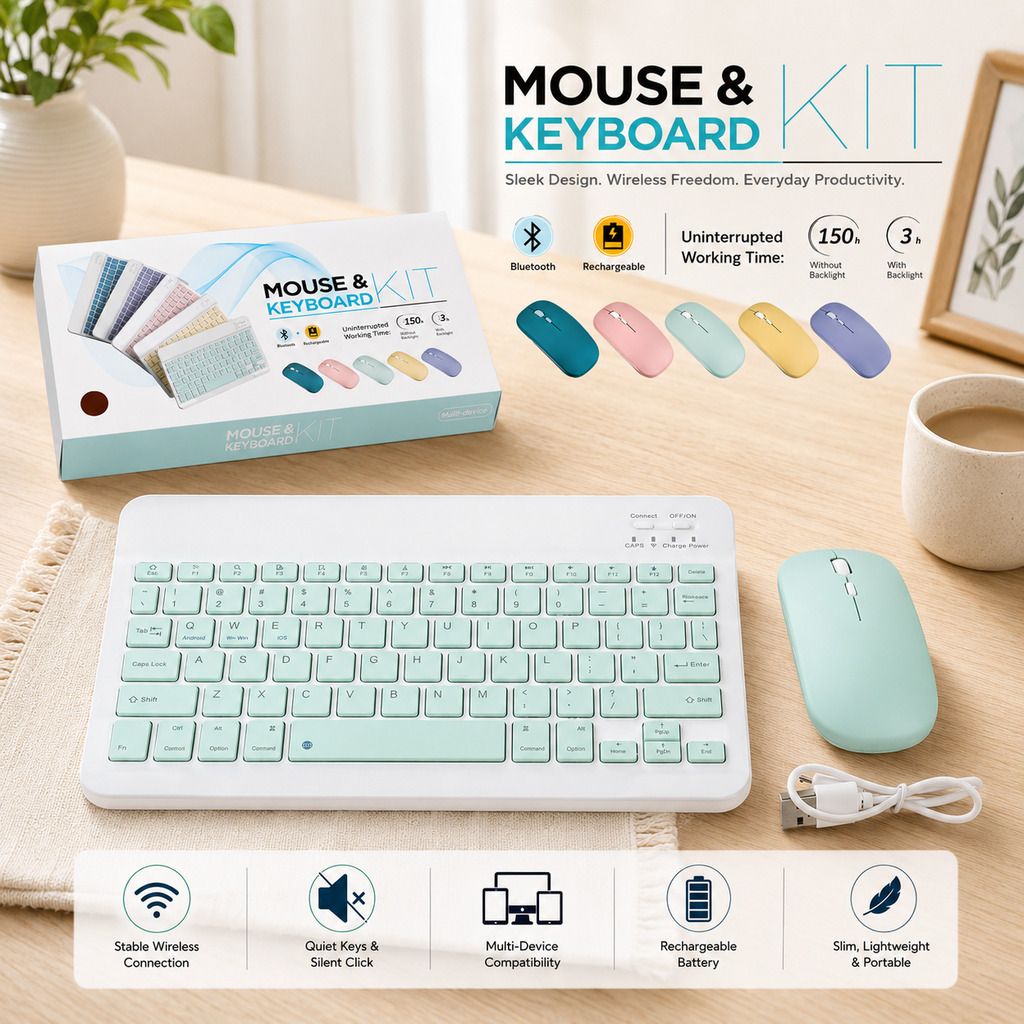 SATNAM Portable Wireless Keyboard Mouse Set | USB Receiver Combo Set-picture-43