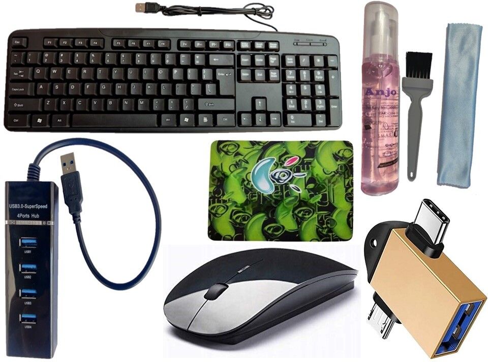 ANJO Wired Keyboard-Wireless Mouse-Pad-USB Hub 3.0-3N1Cleaning Kit-OTG 2N1C & M Combo Set-picture-14