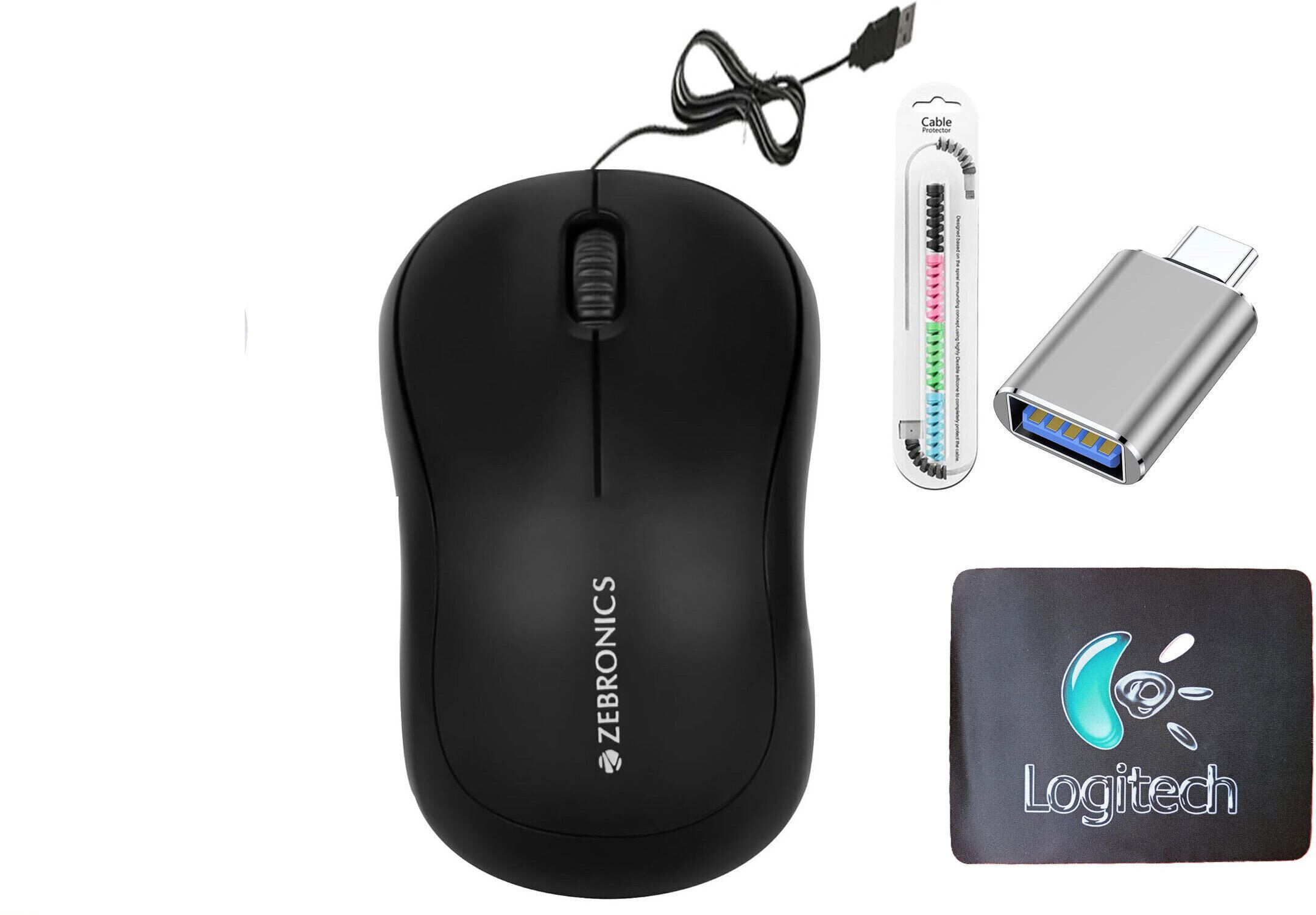 Mophonics Mouse, MousePad, C-OTG & Cable Protector .(Set of 4) Combo Set-image-43