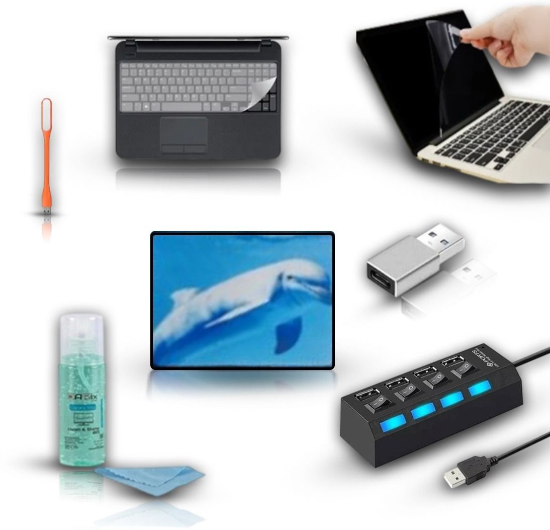 ENTWINO ScreenGuard of 15.6 Laptop With Keyguard-Mousepad-USB Light-Hub-Otg-Cleaning Gel Combo Set-picture-23