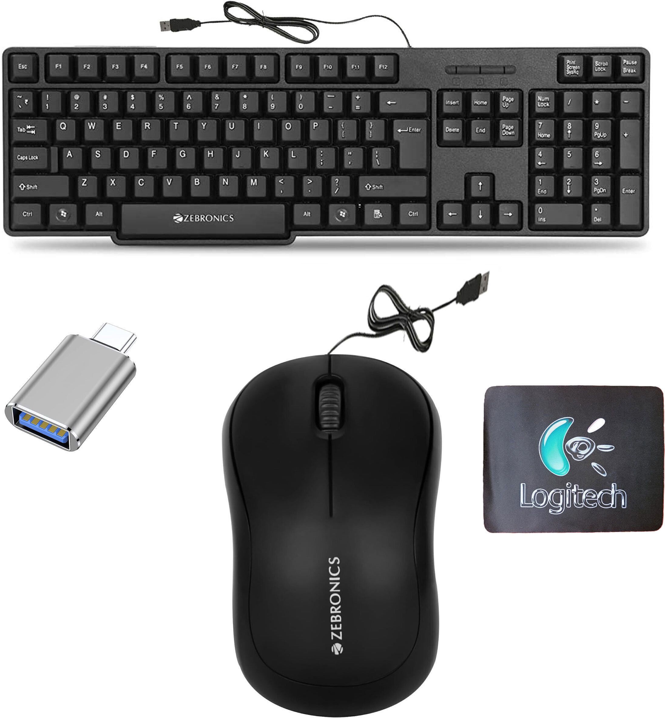 ZEBRONICS K20 Keyboard, Comfort Mouse, MousePad, C-OTG, (Set of 4) Combo Set-picture-22