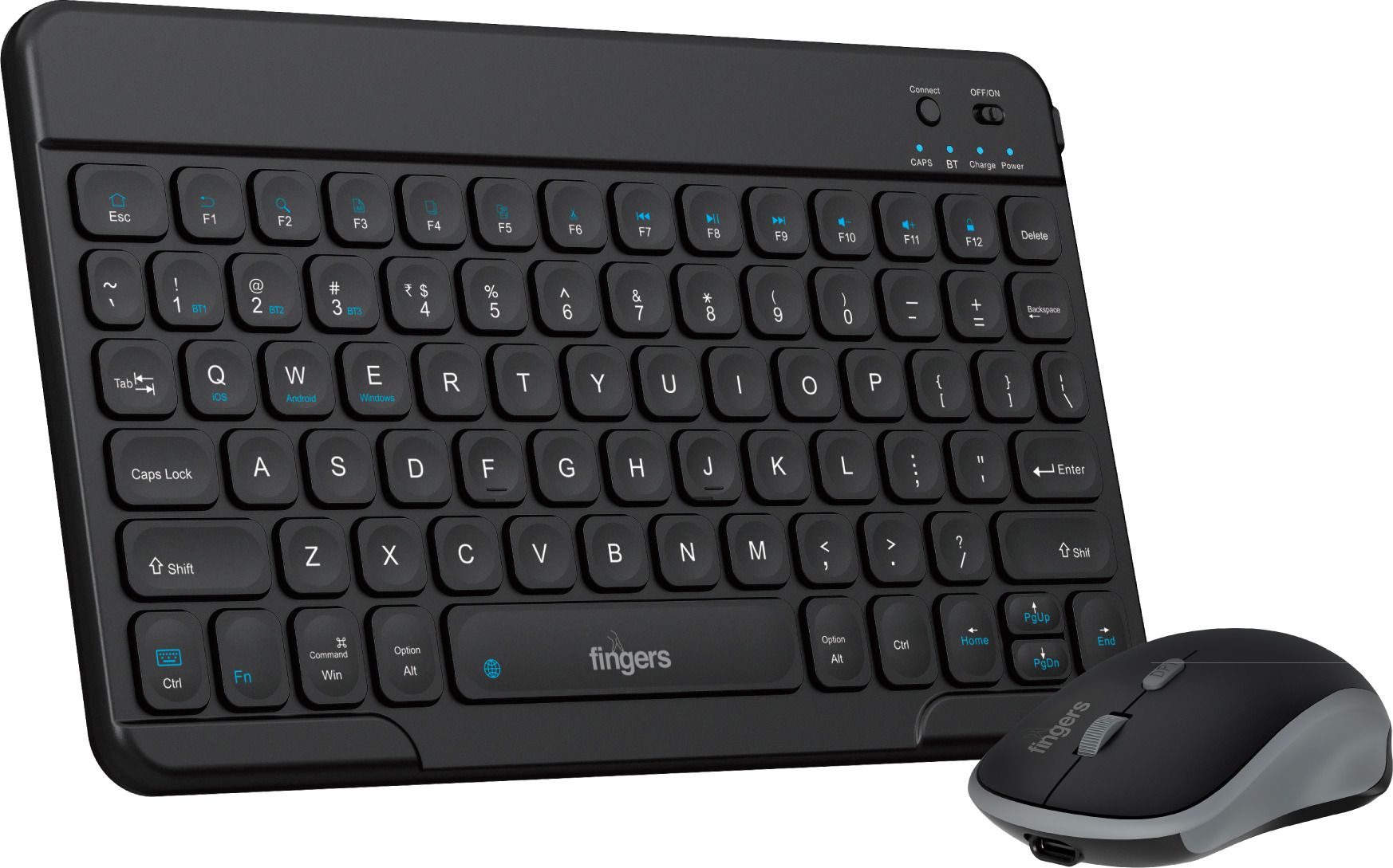 FINGERS MiniClicks Duo D7 With Mouse Bluetooth, Wireless Laptop-size Laptop Keyboard Compatible with Desktop, Laptop, Mac, Tablet-image-30