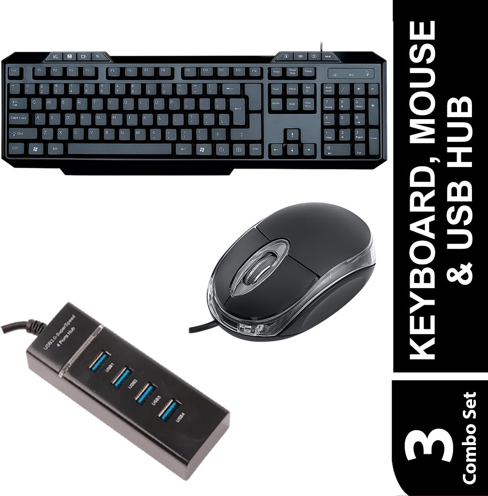 SKOG Keyboard, Mouse & 4 Port USB Hub for PC, Laptop Combo Set-picture-12