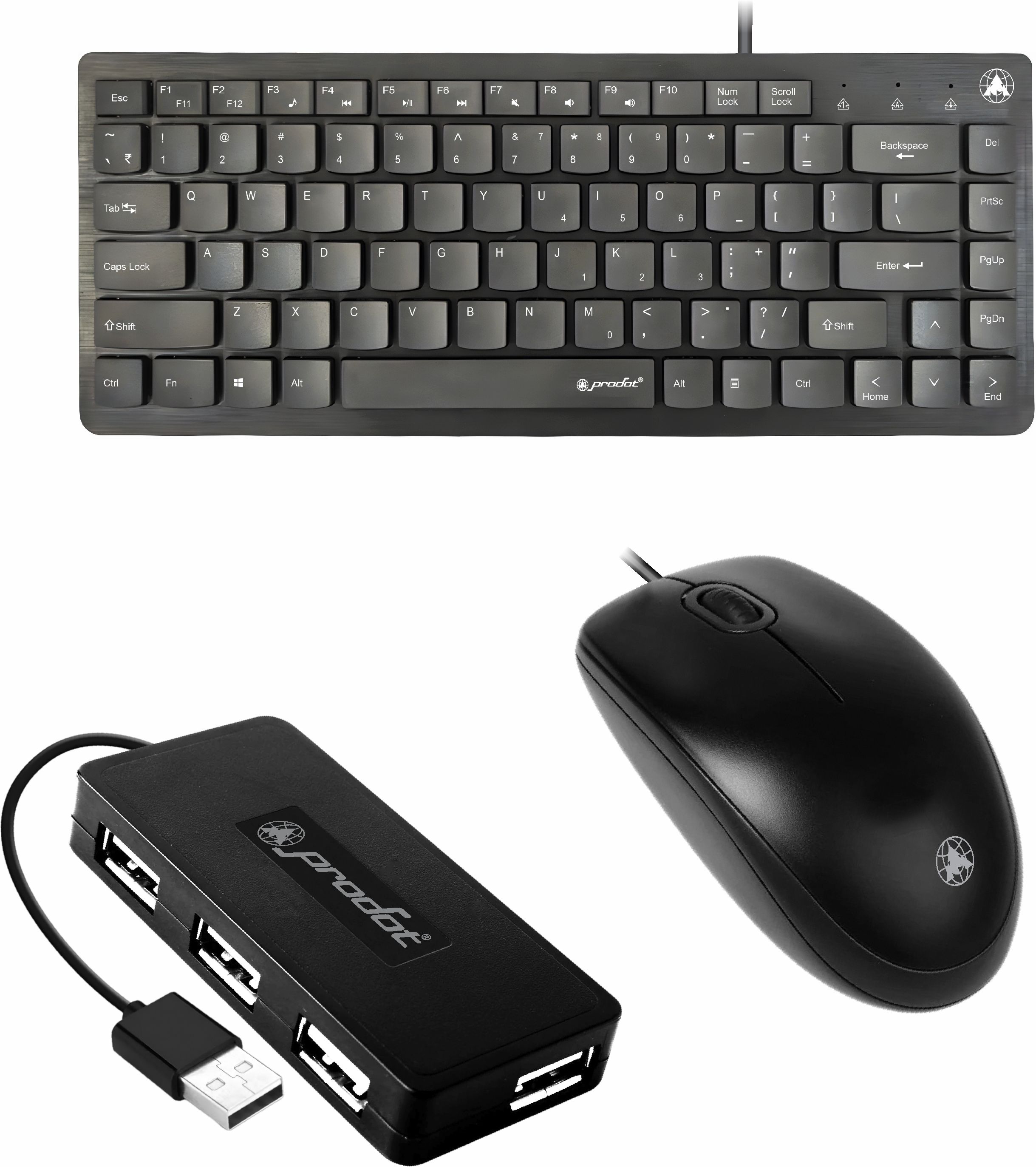 PRODOT 217 Mini Wired Keyboard And Mouse Combo With USB Hub Combo Set-image-21