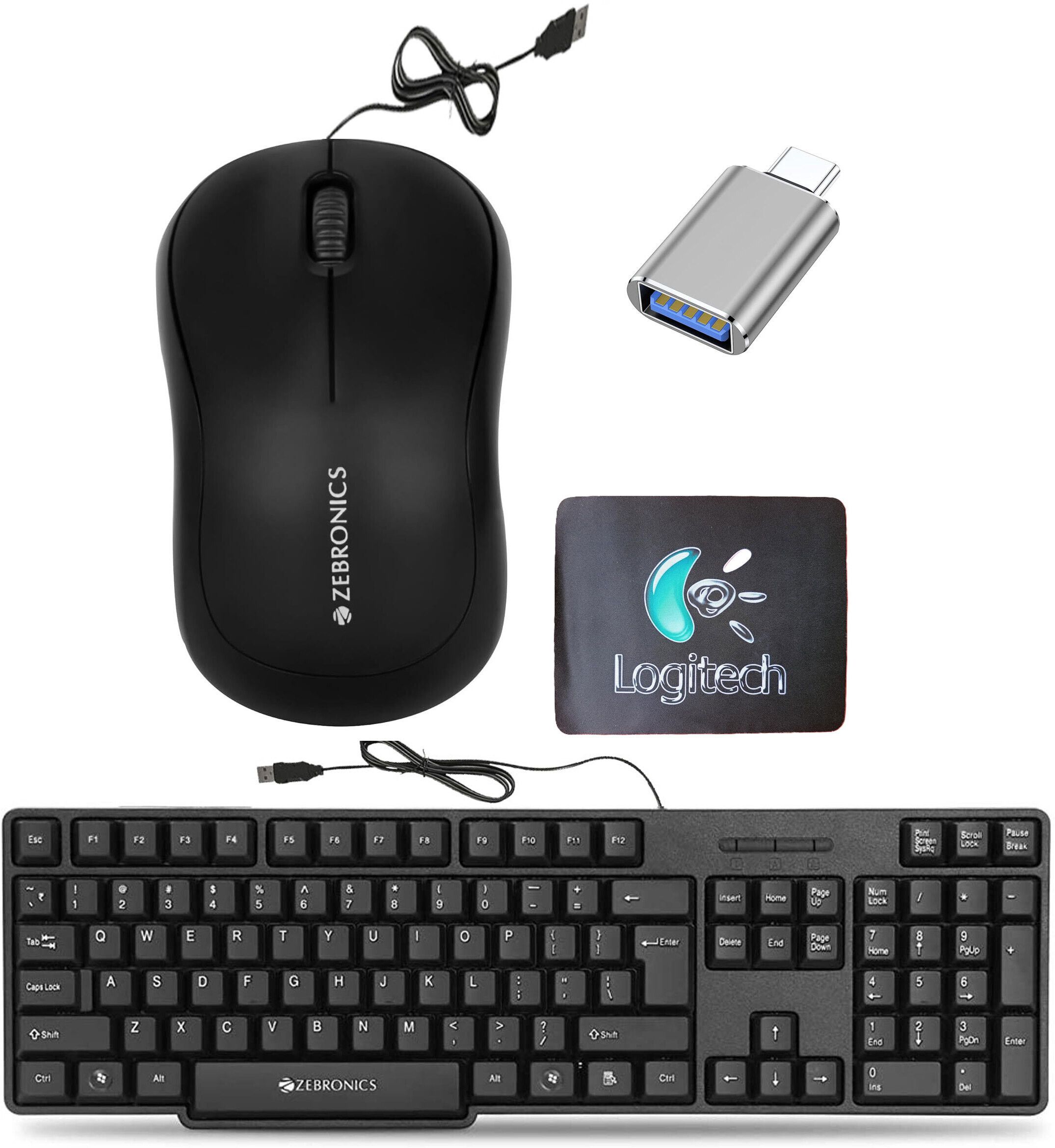 ZEBRONICS K20 Keyboard, Comfort Mouse, MousePad, C-OTG ( Set of 4) Combo Set-picture-19