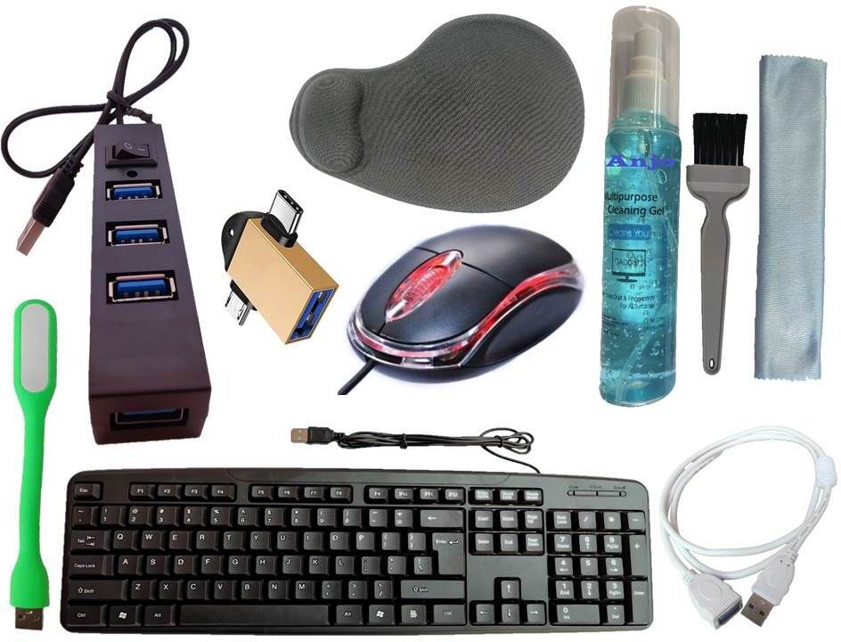 ANJO Wired Keyboard-Wired Mouse-Wrist Pad-Hub 2.0-3in1 Cleaner-2in1 OTG-Ext Cable-LED Combo Set-picture-22