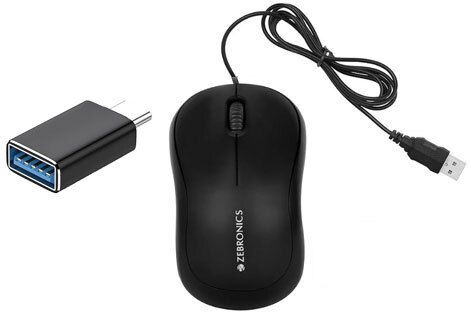 ZEBRONICS Comfort Wired Mouse, C-OTG (Pack of 2) Combo Set-picture-30