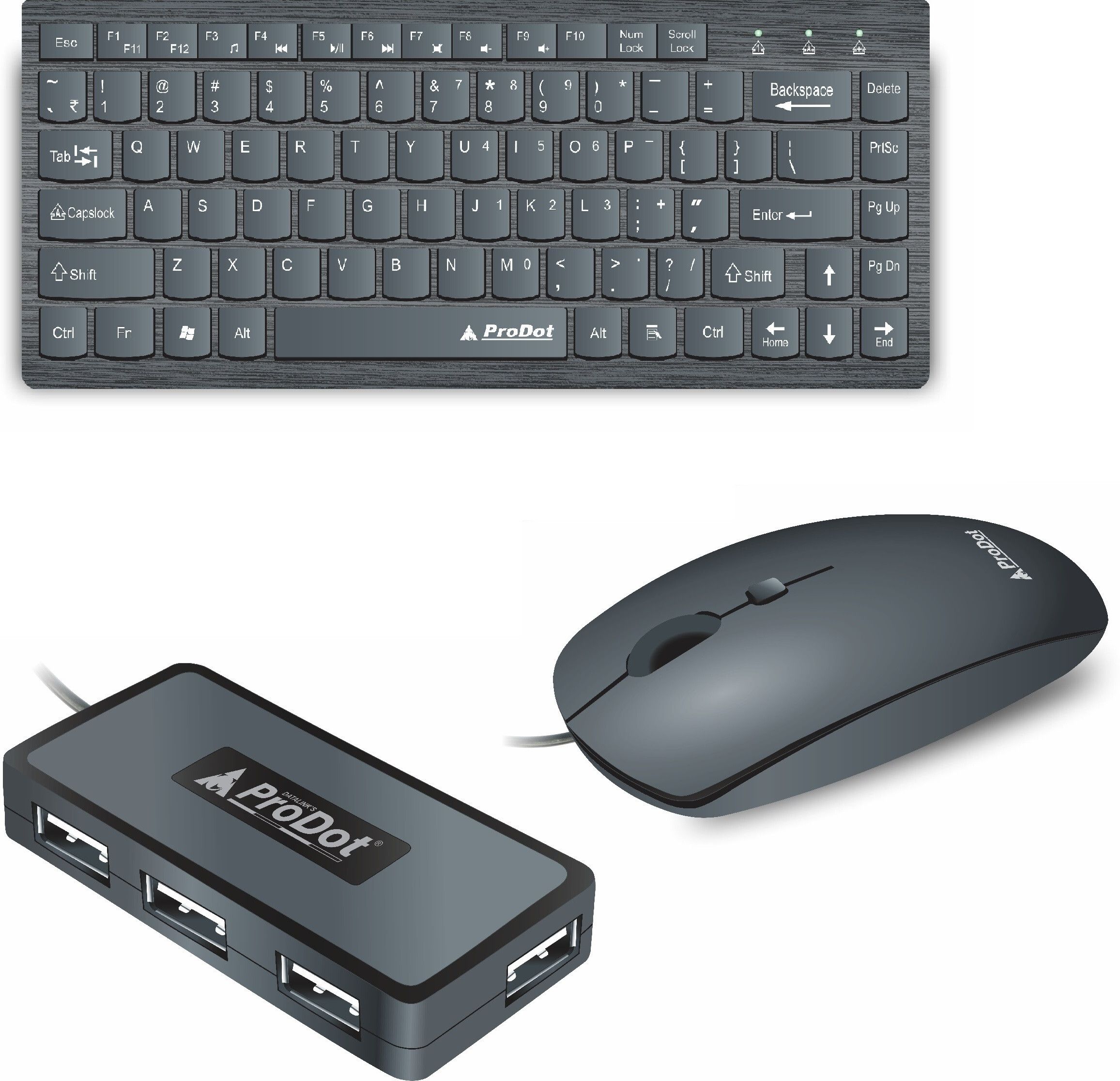 PRODOT 217 Mini Wired Keyboard And Mouse Combo With USB Hub Combo Set-picture-18