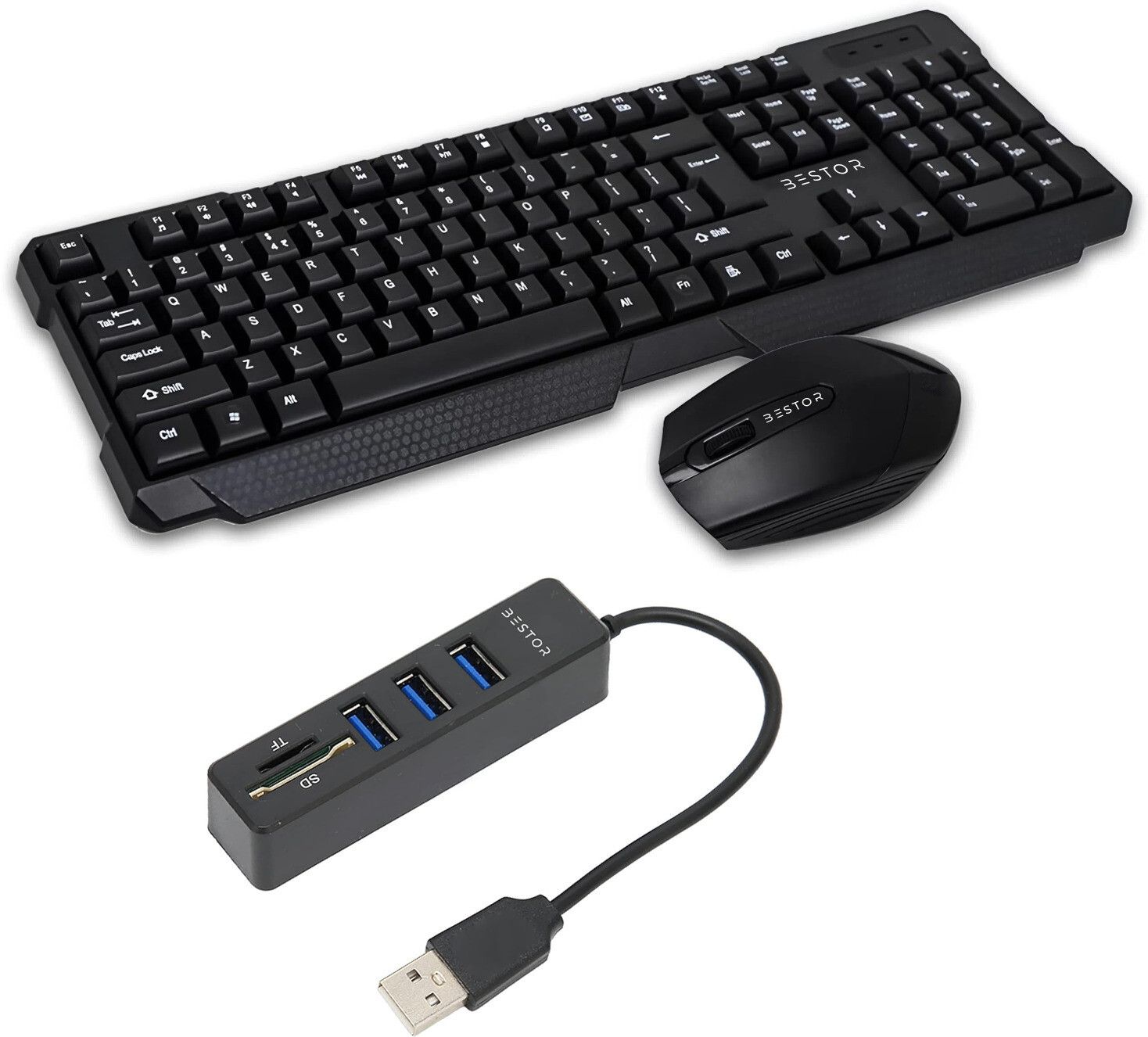 Bestor Set of 3 Combo Wireless keyboard Wireless Mouse 5 in 1 hub for laptop,pc Combo Set-picture-41