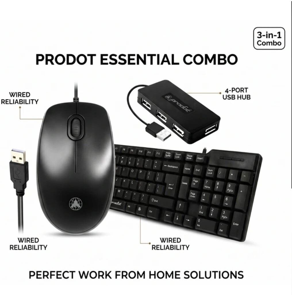 PRODOT 3 IN 1 FEEL KEYBOARD, COMFY MOUSE & PLAY PLUS 4 PORT USB HUB Combo Set-picture-32