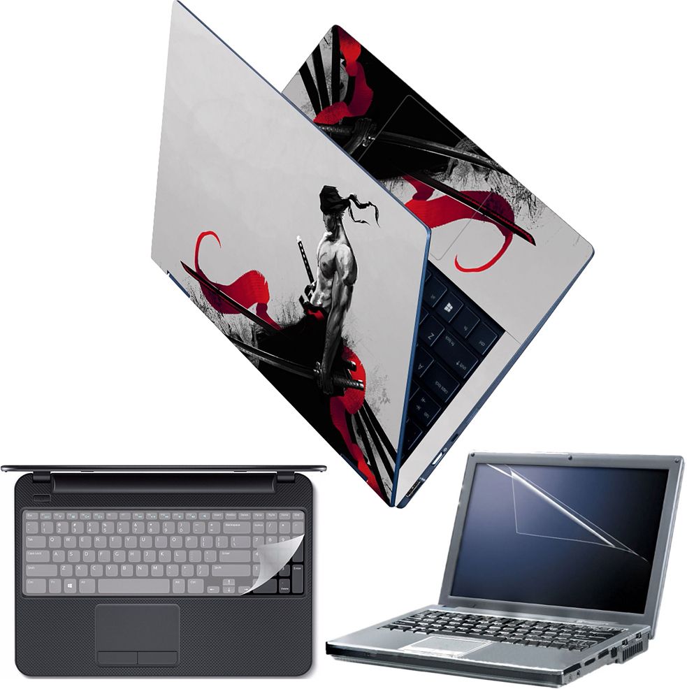 FineArts Full Body Laptop Skin with Screen Guard and Key Guard - Roronoa Zoro Red Combo Set-image-10