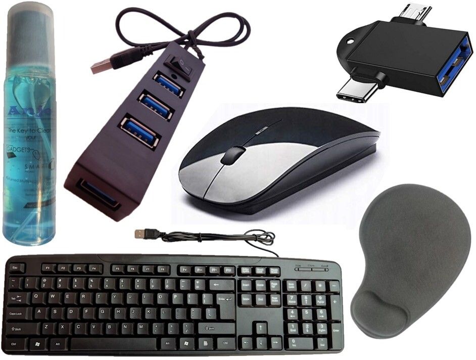 ANJO Wired Keyboard-Wireless Mouse-Wrist Pad-Hub 2.0-Cleaner-OTG 2N1Type C & Micro Combo Set-picture-21