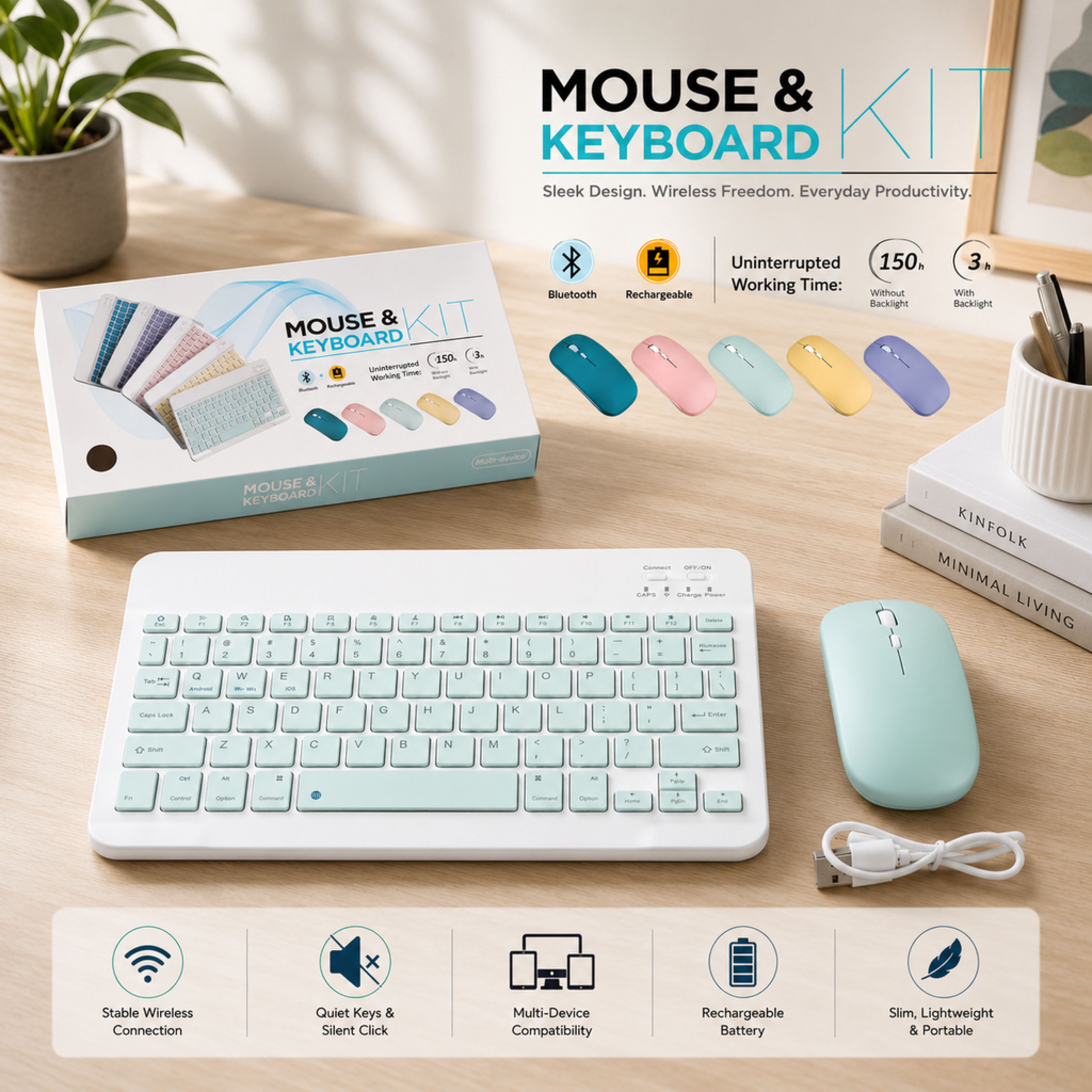 SATNAM Wireless Keyboard Mouse Combo| Modern Slim Design Combo Set-picture-29