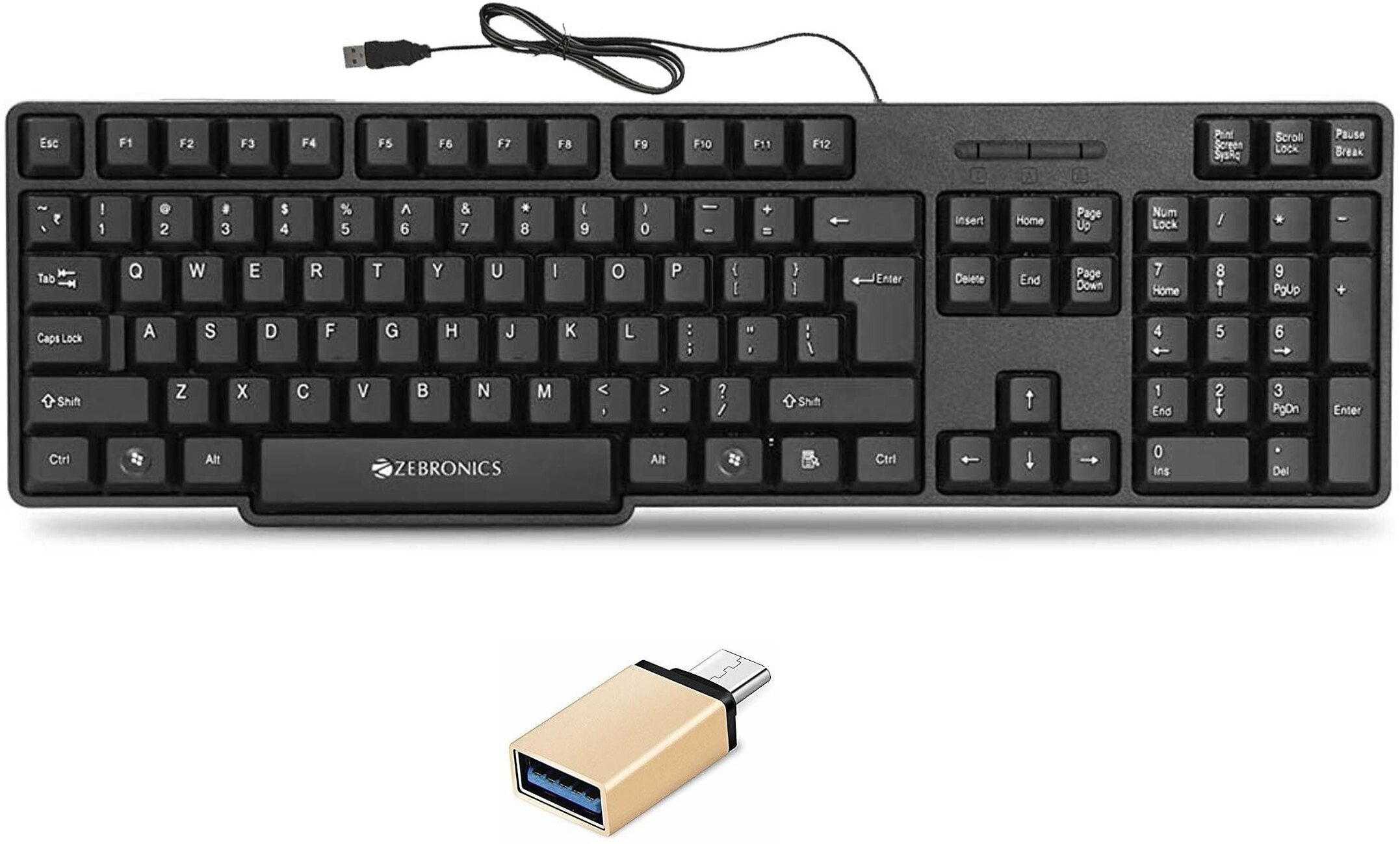 ZEBRONICS K20 Wired Keyboard & C-OTG (Set of 2) Combo Set-image-5