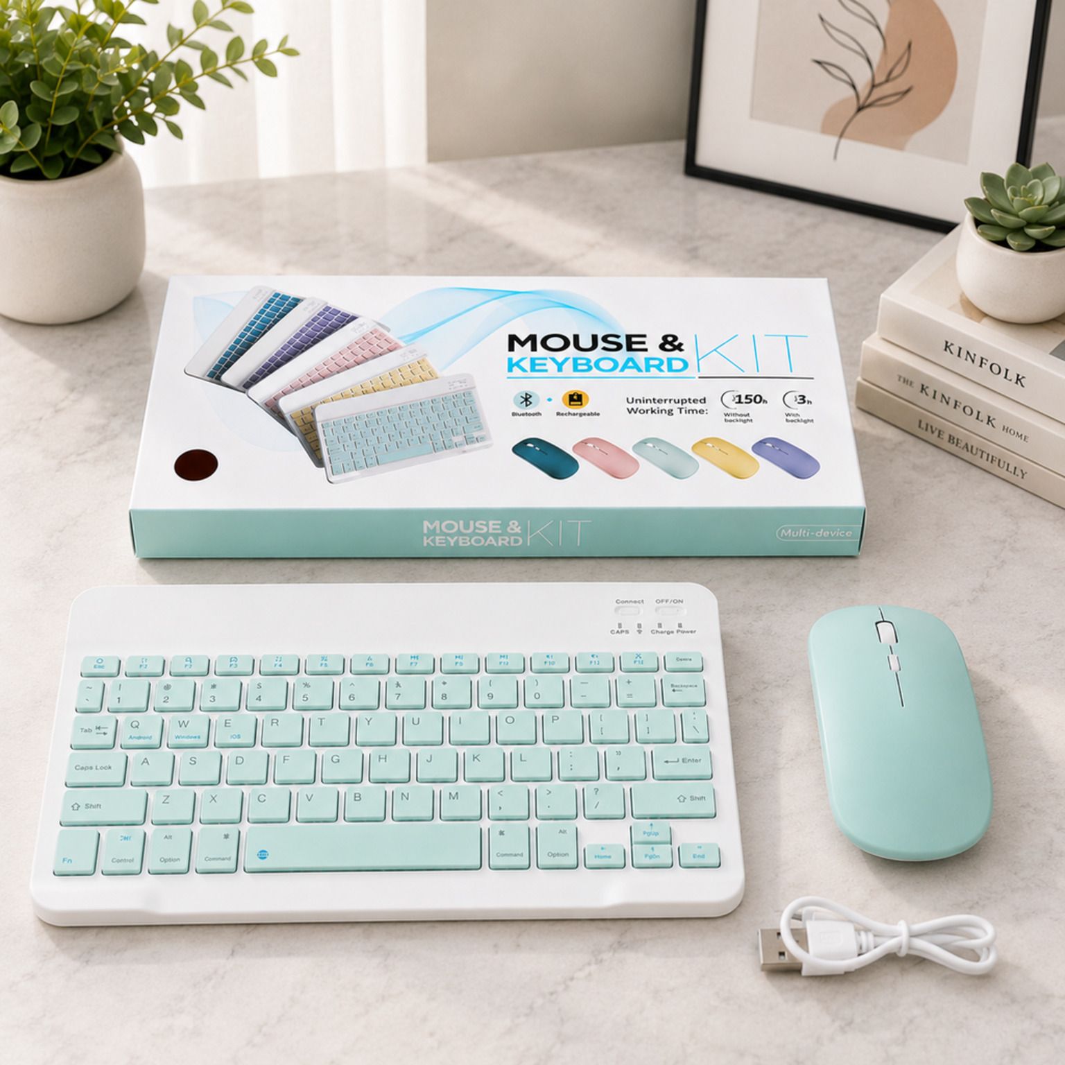 SATNAM Rechargeable Wireless Keyboard Mouse Set | USB Receiver Combo Set-picture-13