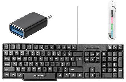 ZEBRONICS Wired Keyboard, Cable Protector, C-OTG (Set of 3) Combo Set-picture-41