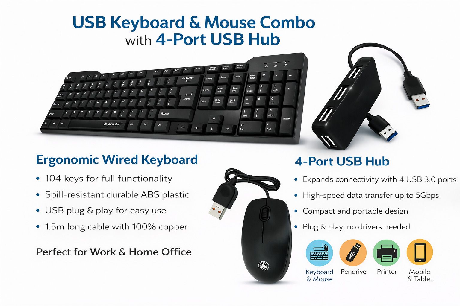 PRODOT FEEL KEYBOARD ,COMFY MOUSE,PLAY PLUS HUB Combo Set-image-35