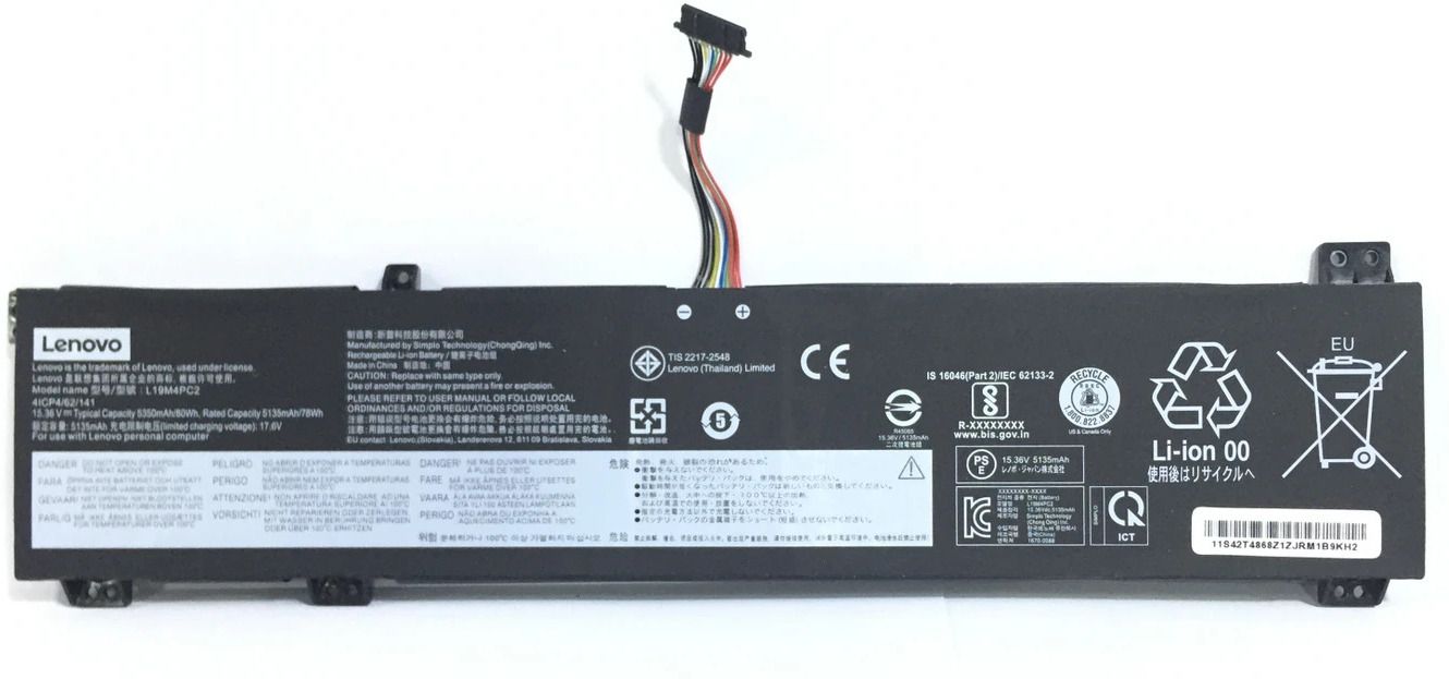 lenovo l19m4pc2 l19c4pc2 laptop battery – premium rechargeable li-ion battery (15.36v, 80wh, 4-cell) | compatible with legion 5, legion 5p, legion 5-15imh05, 5-15arh05 series 4 cell laptop battery