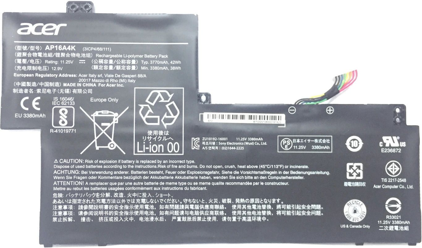 Acer AP16A4K Laptop Battery for Swift 1 SF113-31 and Aspire One Cloudbook 11 AO1-132 Series | 11.25V 42Wh 3770mAh Li-Polymer 3-Cell Battery Pack 3 Cell Laptop Battery-image-16