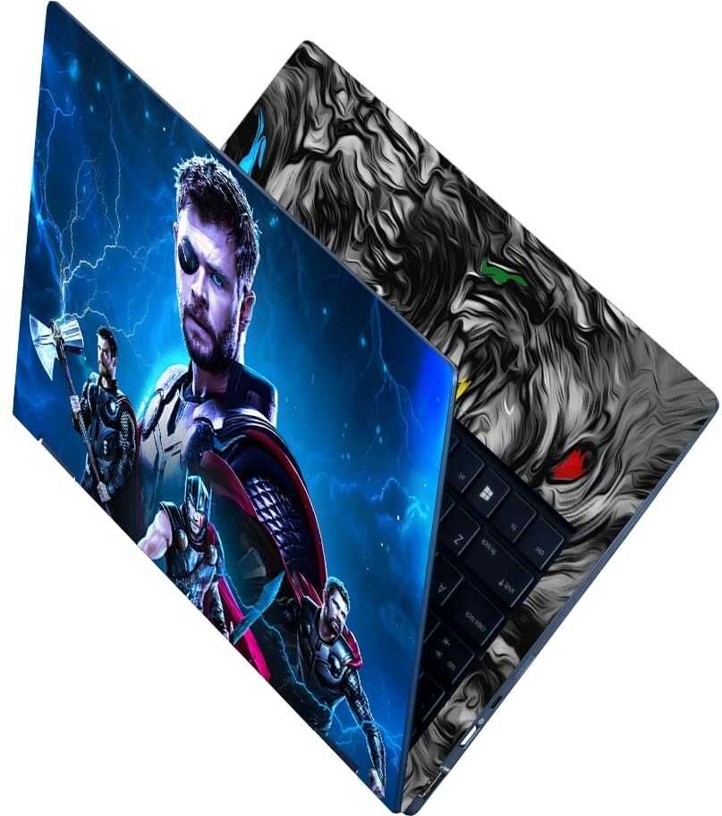 Flipkart SmartBuy Full Body Laptop Skin Sticker - Angry Thor Blue Design Self Adhesive Vinyl Laptop Decal 15.6-image-1