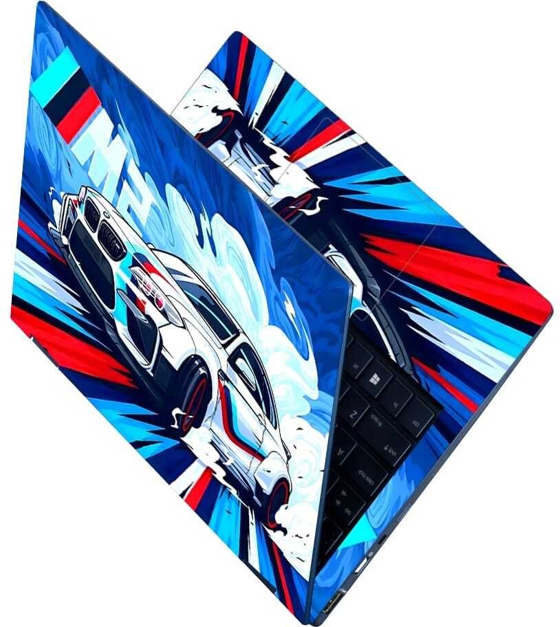 Flipkart SmartBuy Full Body Laptop Skin for Laptops Upto 15.6 Inch - BMW M Sport White Splash HD Sticker No Residue Removable Self Adhesive Vinyl Laptop Decal 15.6