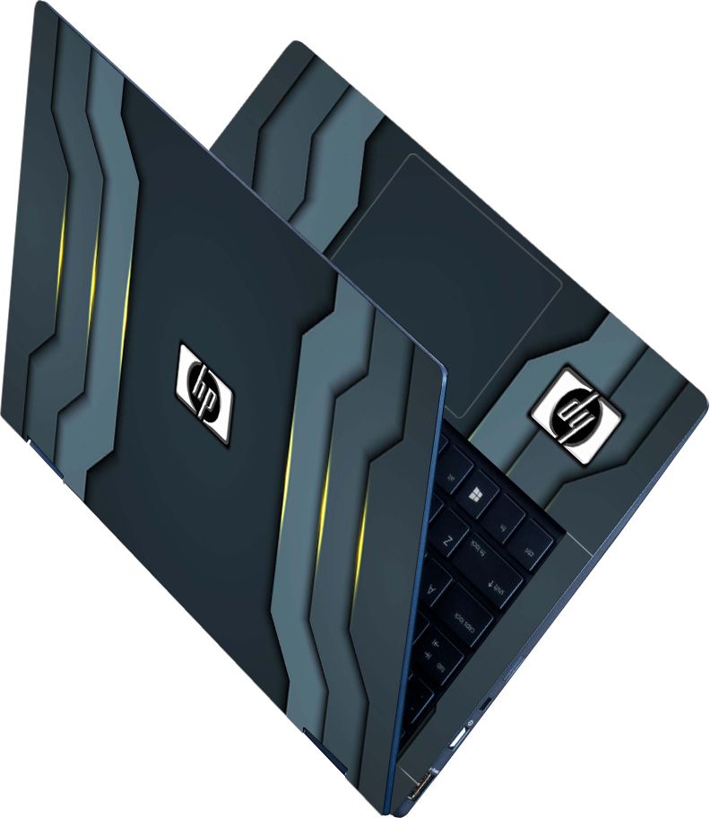 Anweshas Full Body Laptop Skin Sticker - Grey Black Vertical Design_Uv Self Adhesive Stretched Vinyl Laptop Skin Compatible for 15.6 inch-image-2