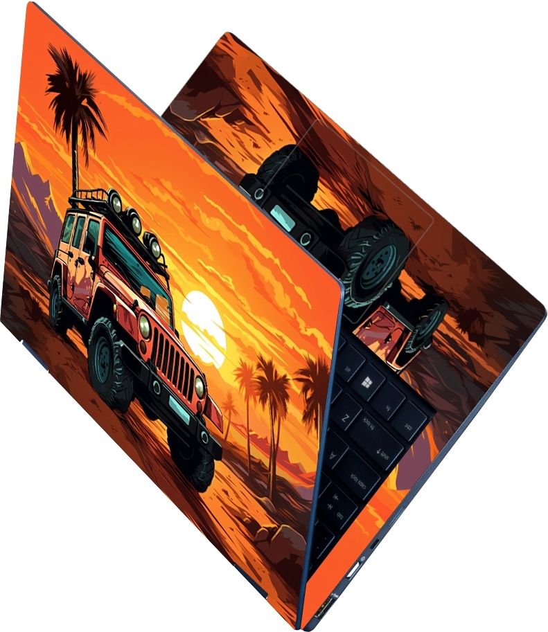 Techfit Full Body Laptop Skin for Laptops Upto 15.6 Inch - Desert Offroad Jeep HD Sticker No Residue Removable Self Adhesive Vinyl Laptop Decal 16.5-image-27