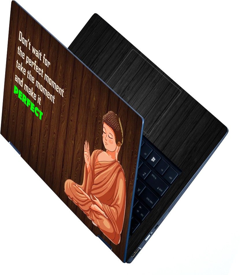 INDIA SHOPERS Full Body Laptop Skin For 14 to 15.6 inch Laptop - Perfect Buddha Brown Wooden Self Adhesive Stretched Vinyl Laptop Skin Compatible for 15.6 inch-image-48