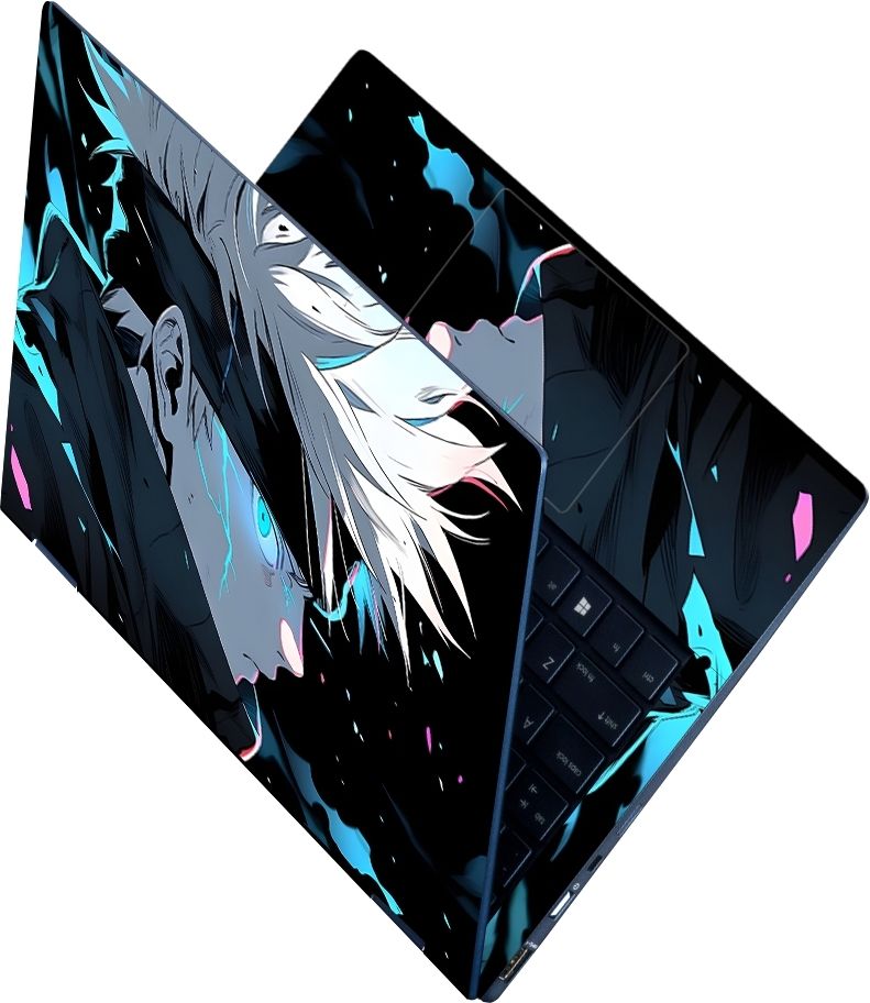 Flipkart SmartBuy Full Body Laptop Skin Sticker - Satoru Gojo Acid Blue Eyes Jujutsu Kaisen Self Adhesive Vinyl Laptop Decal 15.6