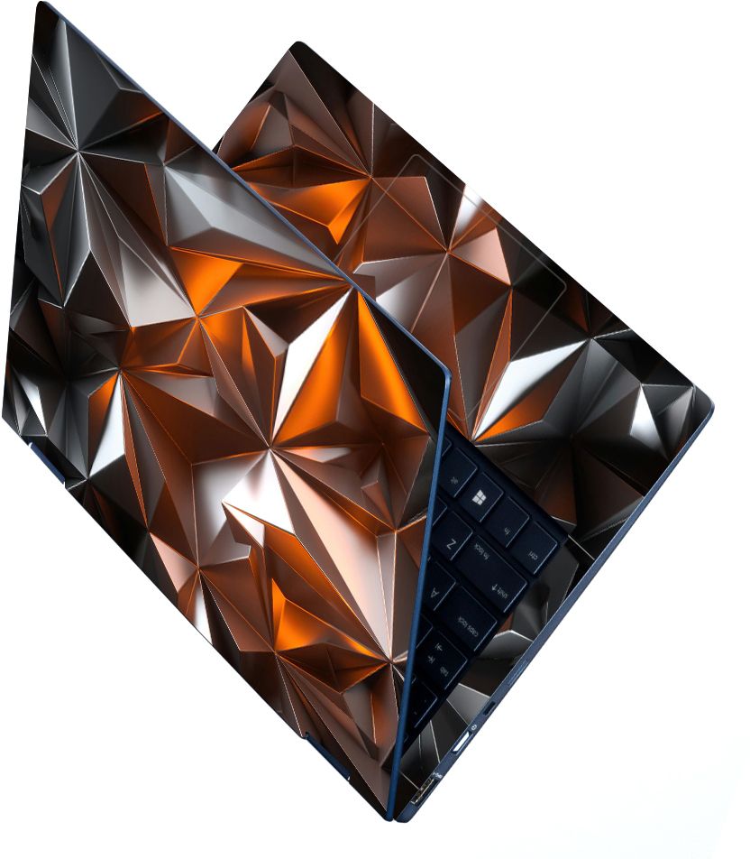 Anweshas Full Body Laptop Skin Sticker - golden Black 3D Triangles Self Adhesive Stretched Vinyl Laptop Skin Compatible for 15.6 inch-image-28